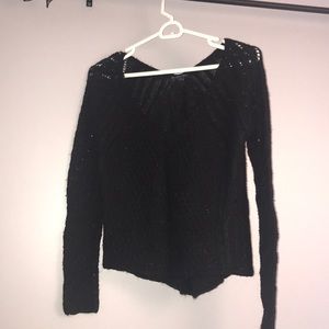 Black long sleeve mesh sweater